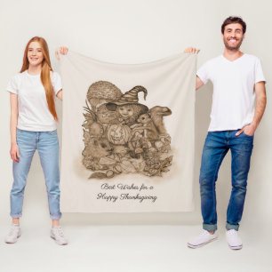 Best Wishes for a Happy Thanksgiving Fleece Blanket