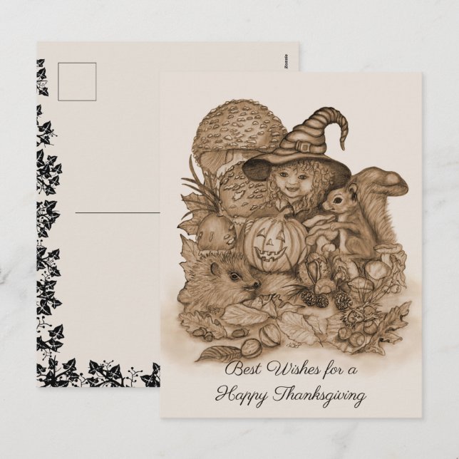 Best Wishes for a Happy Thanksgiving Holiday Postcard (Front/Back)