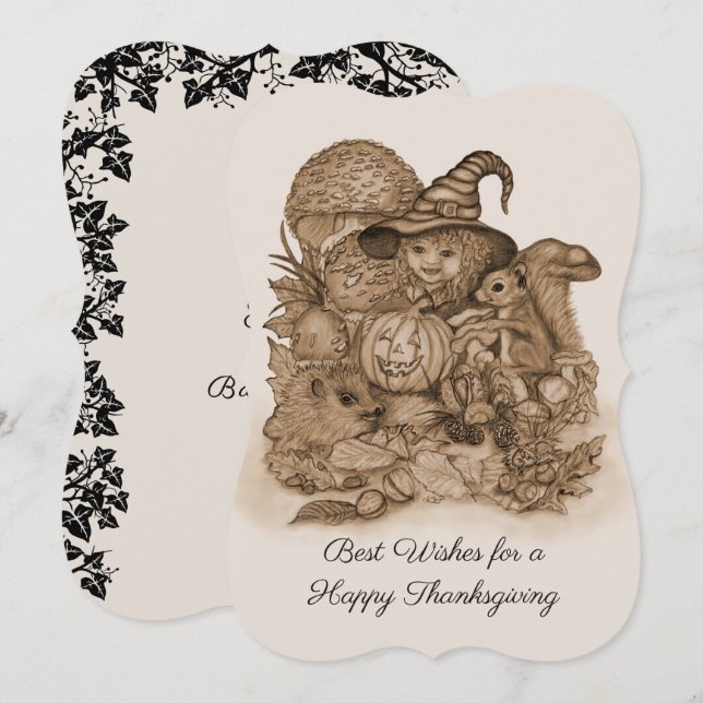 Best Wishes for a Happy Thanksgiving Invitation (Front/Back)