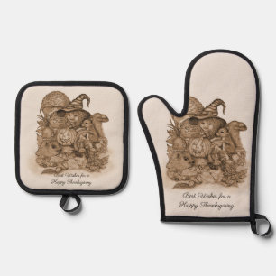 Best Wishes for a Happy Thanksgiving Oven Mitt & Pot Holder Set