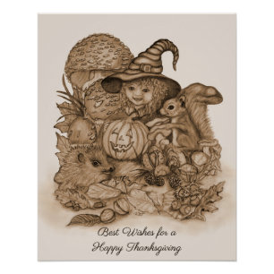 Best Wishes for a Happy Thanksgiving Poster