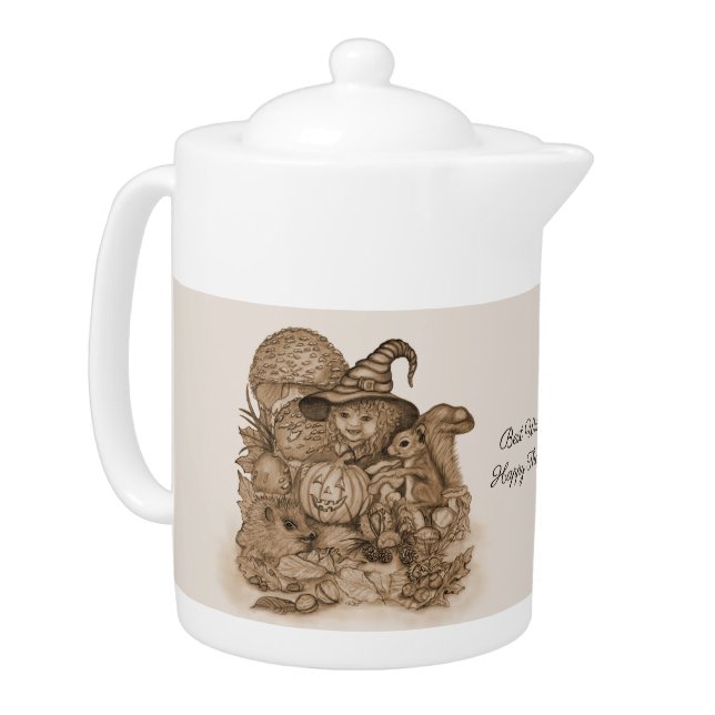 Best Wishes for a Happy Thanksgiving Teapot (Left)
