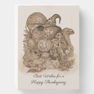 Best Wishes for a Happy Thanksgiving Wooden Box Sign