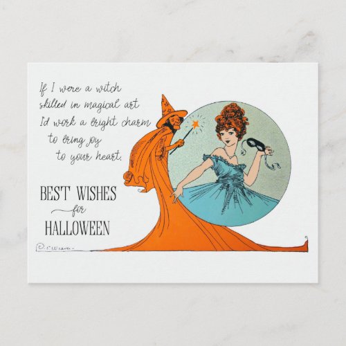 Best Wishes for Halloween Magical Witch Postcard