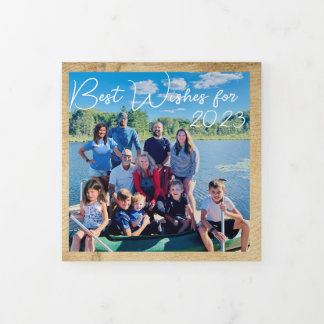 Best Wishes for New Year Photo & Xmas Letter Tri-Fold Invitation