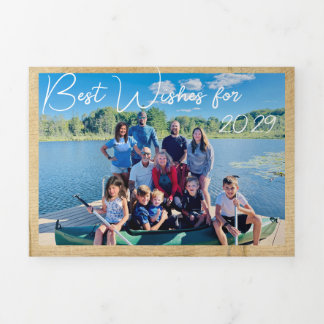 Best Wishes for New Year Photo & Xmas Letter Tri Tri-Fold Invitation