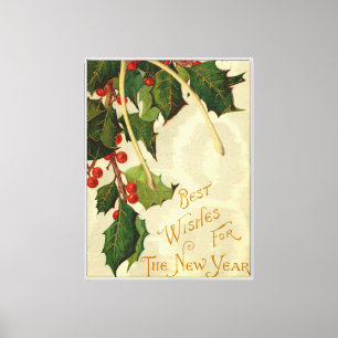 Best Wishes for The New Year - VIntage Postcard Canvas Print