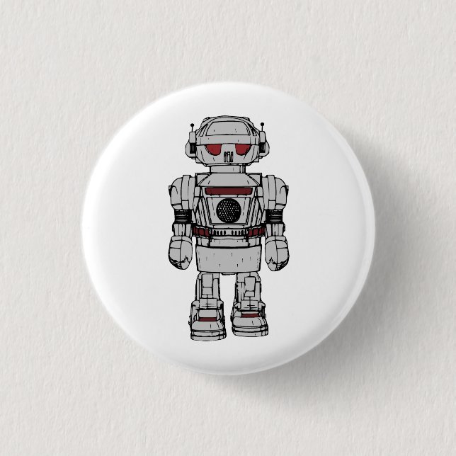 Best Wishes From Atomic Powered Toy Robot Pinback Button (Front)