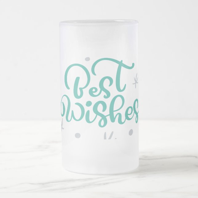 Best Wishes  Frosted Glass Beer Mug (Center)