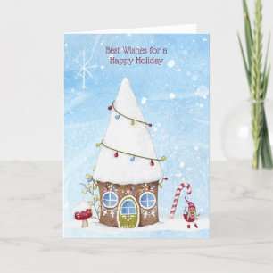 Best Wishes Happy Holiday Gnome Home Custom Card