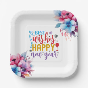 Best Wishes Happy New Year Design-80967 Paper Plates