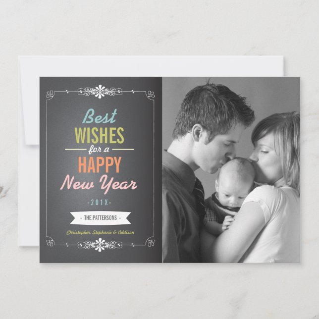 Best Wishes Happy New Year Photo Card (Front)