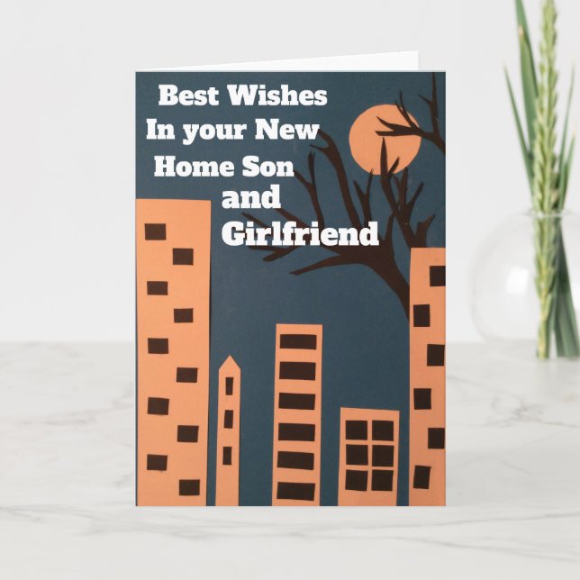 Best wishes in your new home son and girlfriend card (Front)