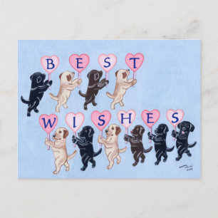 Best Wishes Labradors Painting Postcard