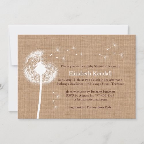 Best Wishes Medium Burlap Baby Shower Invitation