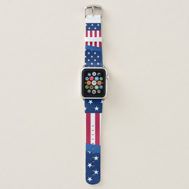 Best Wishes Merry Christmas United States Flag Art Apple Watch Band (Front)