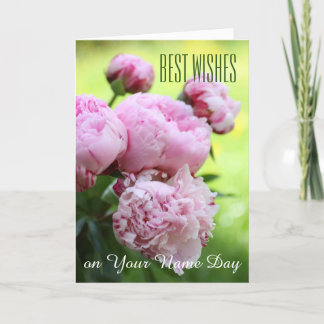 Best wishes, name day card pink peonies