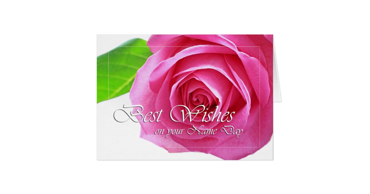 Best wishes, name day, rose card Zazzle