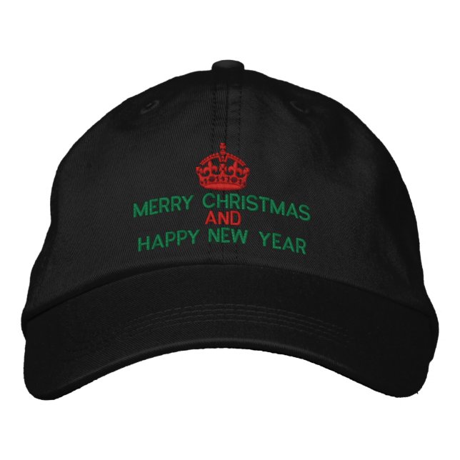 Best Wishes on Keep Calm Crown Green Embroidered Baseball Cap (Front)