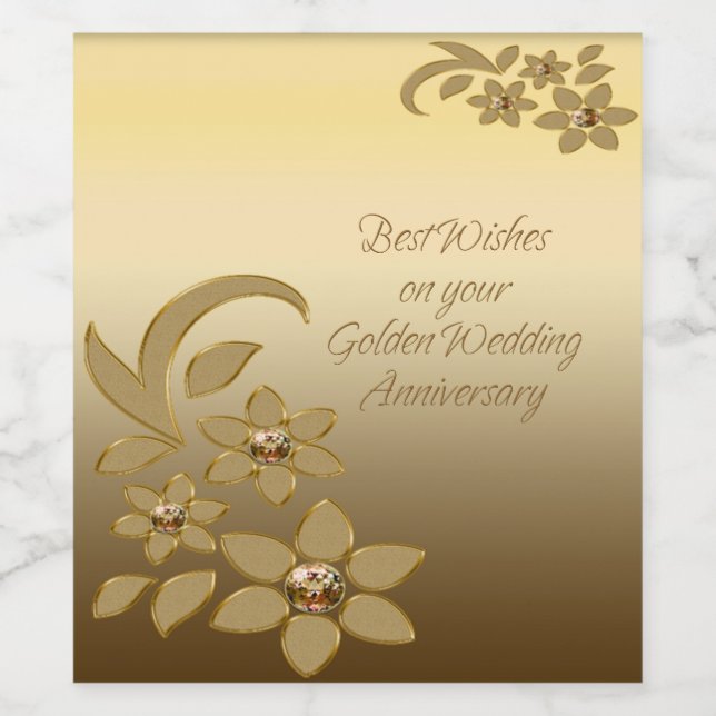 Best Wishes On Your Golden Anniversary Wine Label (Single Label)
