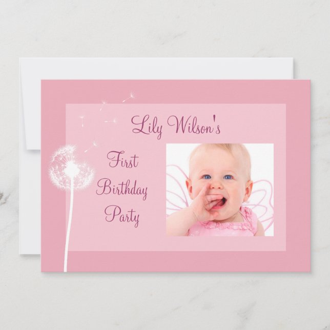 Best Wishes!!! Photo Birthday Party Invite (pink) (Front)