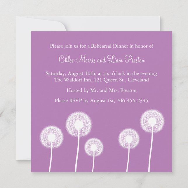Best Wishes! Rehearsal Dinner Invitation (purple) (Front)