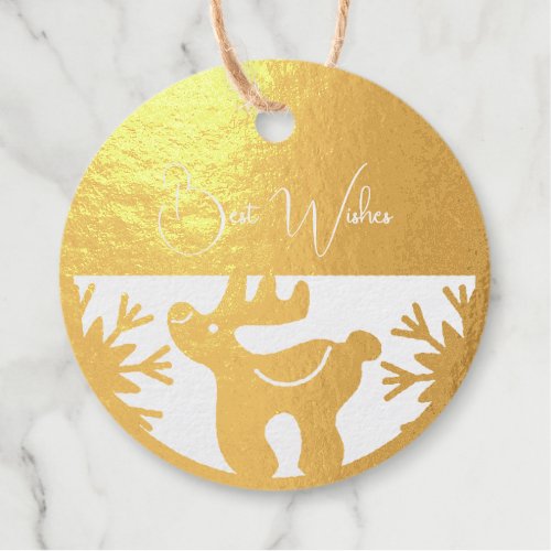 Best Wishes Reindeer Foil Favor Tags