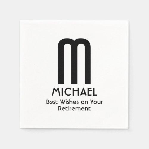 Best Wishes Retirement Monogram Paper Napkin
