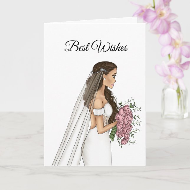 Best Wishes Simple Wedding Bride  Card (Orchid)