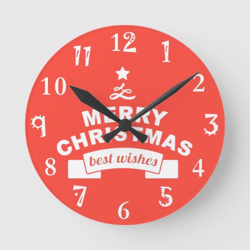 Best Wishes Time for Merry Christmas Round Clock