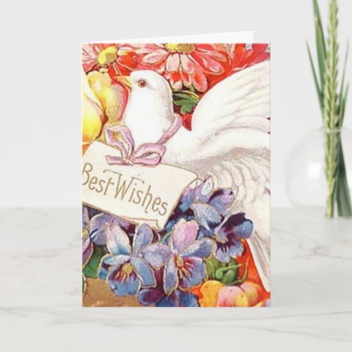 Best Wishes Victorian Dove Flowers Vintage AddText Card
