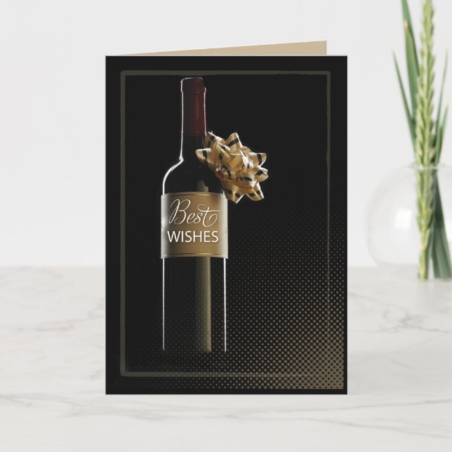 Best Wishes Wedding Congratulations Wine Bottle Card (Front)