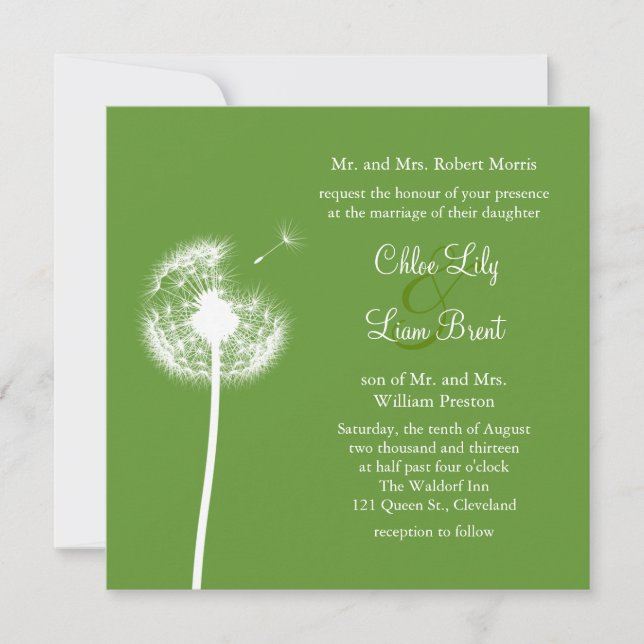 Best Wishes! Wedding Invitation (green) (Front)