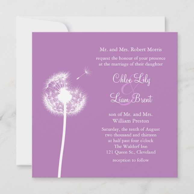 Best Wishes! Wedding Invitation (purple) (Front)