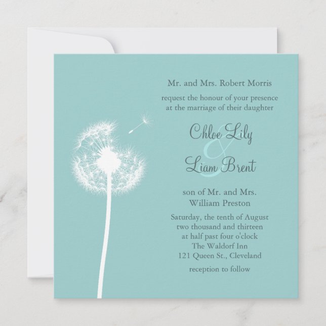 Best Wishes! Wedding Invitation (turquoise) (Front)
