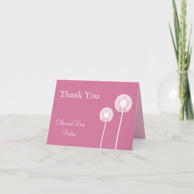 Best Wishes! Wedding Thank You Card (fuchsia) (Front)