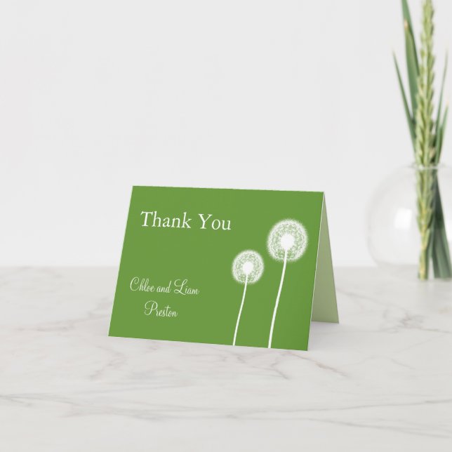 Best Wishes! Wedding Thank You Card (green) (Front)