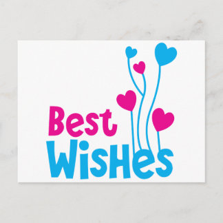 BEST WISHES with love heart balloons Postcard