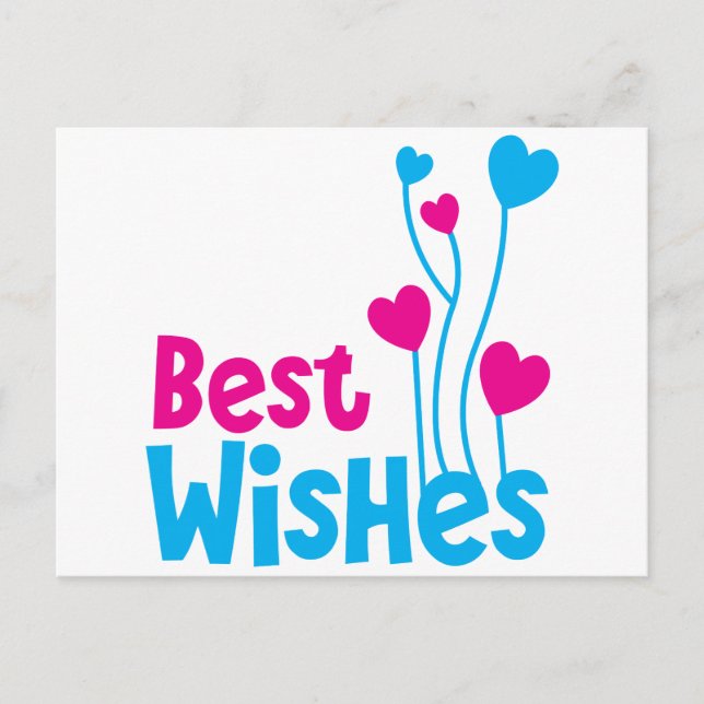 BEST WISHES with love heart balloons Postcard (Front)