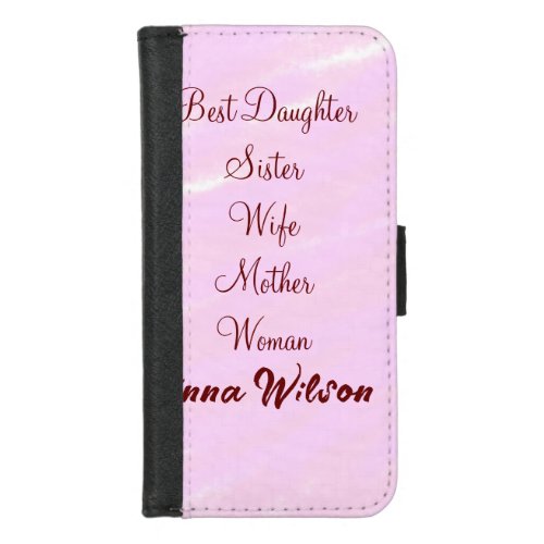 Best woman mom wife daughter add name text female iPhone 87 wallet case