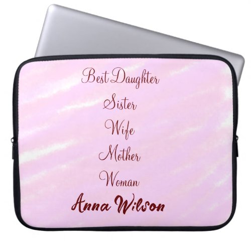 Best woman mom wife daughter add name text female laptop sleeve