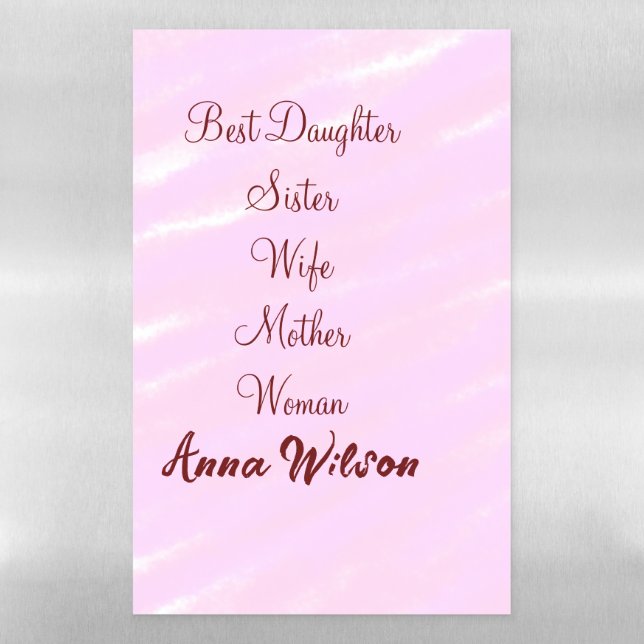 Best woman mom wife daughter add name text female magnetic dry erase sheet (Vertical)