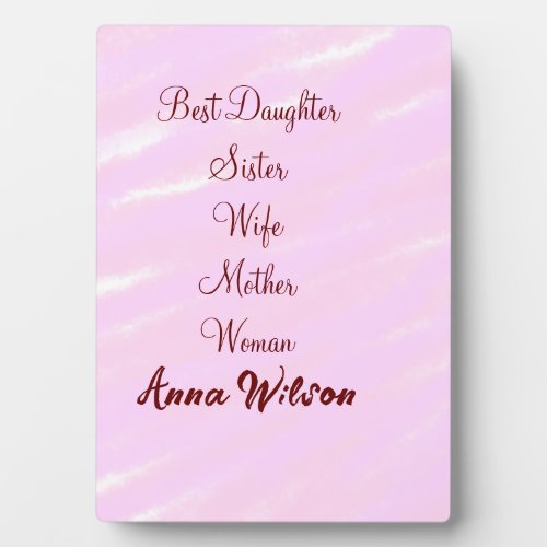 Best woman mom wife daughter add name text female plaque