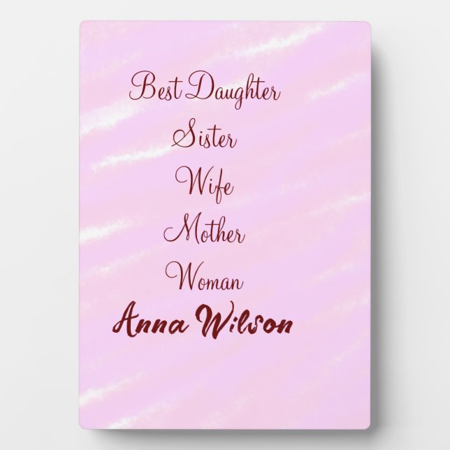 Best woman mom wife daughter add name text female plaque (Front)