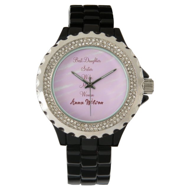 Best woman mom wife daughter add name text female watch (Front)
