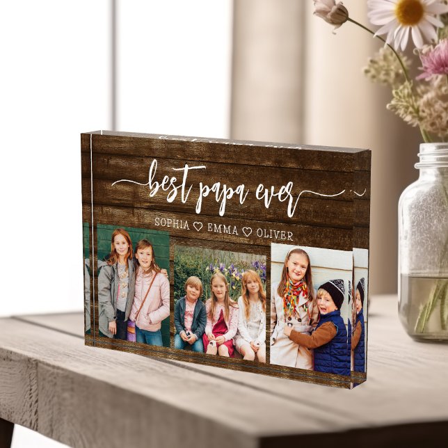 Best Wood Papa Grandpa Grandchildren Photo Collage (Creator Uploaded)