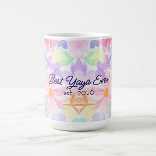 Best Yaya Mother's Day Watercolor Floral Coffee Mug