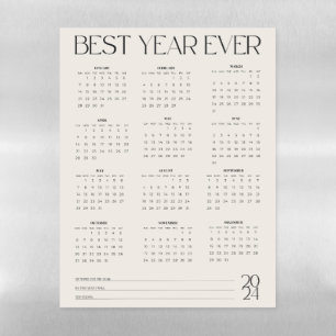 best year 2024 calendar Dry Erase Magnetic Sheet