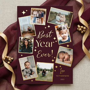 Best Year Ever Family Photo Fun Scrapbook Collage Foil Holiday Card
