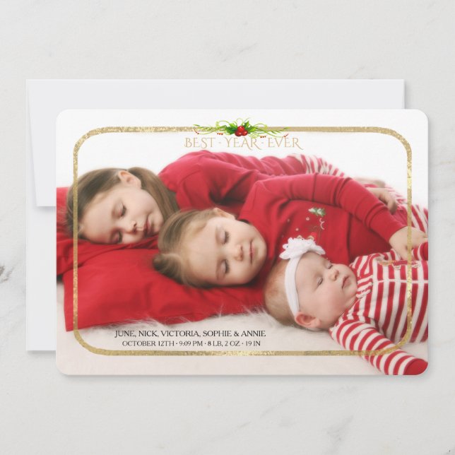 Best Year Ever Gold Frame Holiday Photo Card (Front)